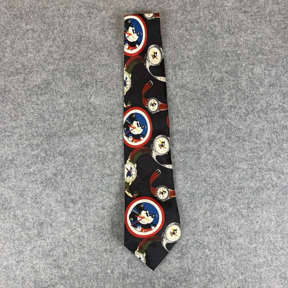 Vintage Disney Unlimited Balancine Inc Mickey Mouse "Timepieces" Necktie Vtg Y2K